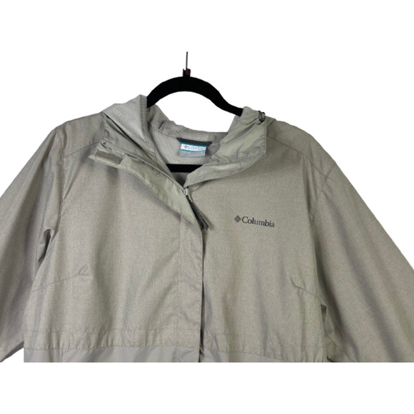 Columbia Womens Large Abbotsville Windbreaker Lightweight Hooded Jacket Gray - Picture 3 of 16